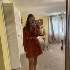 Small Free People linen orange set. Only worn once, in great condition.